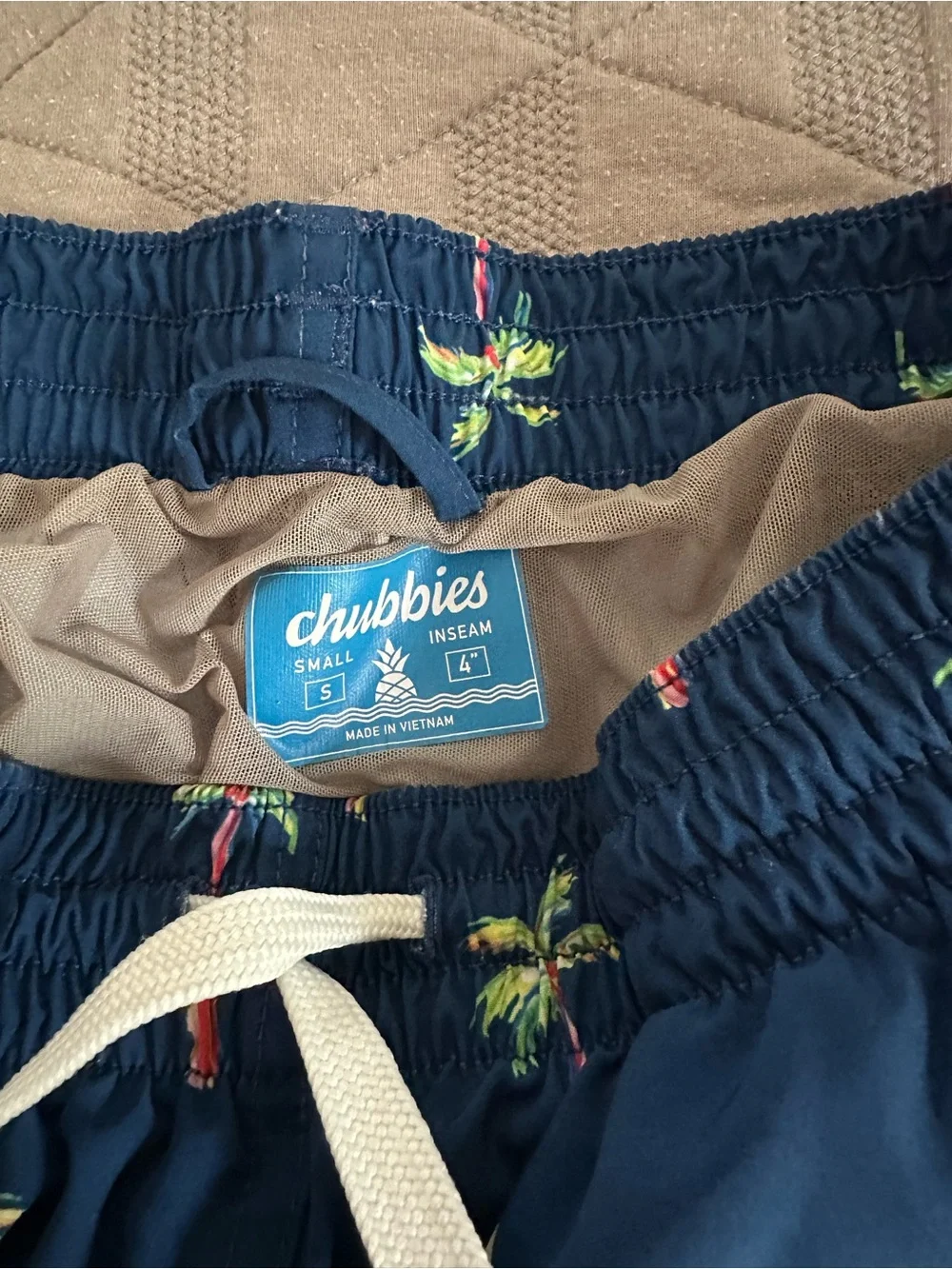 chubbies Navy Palm Print Swim Shorts